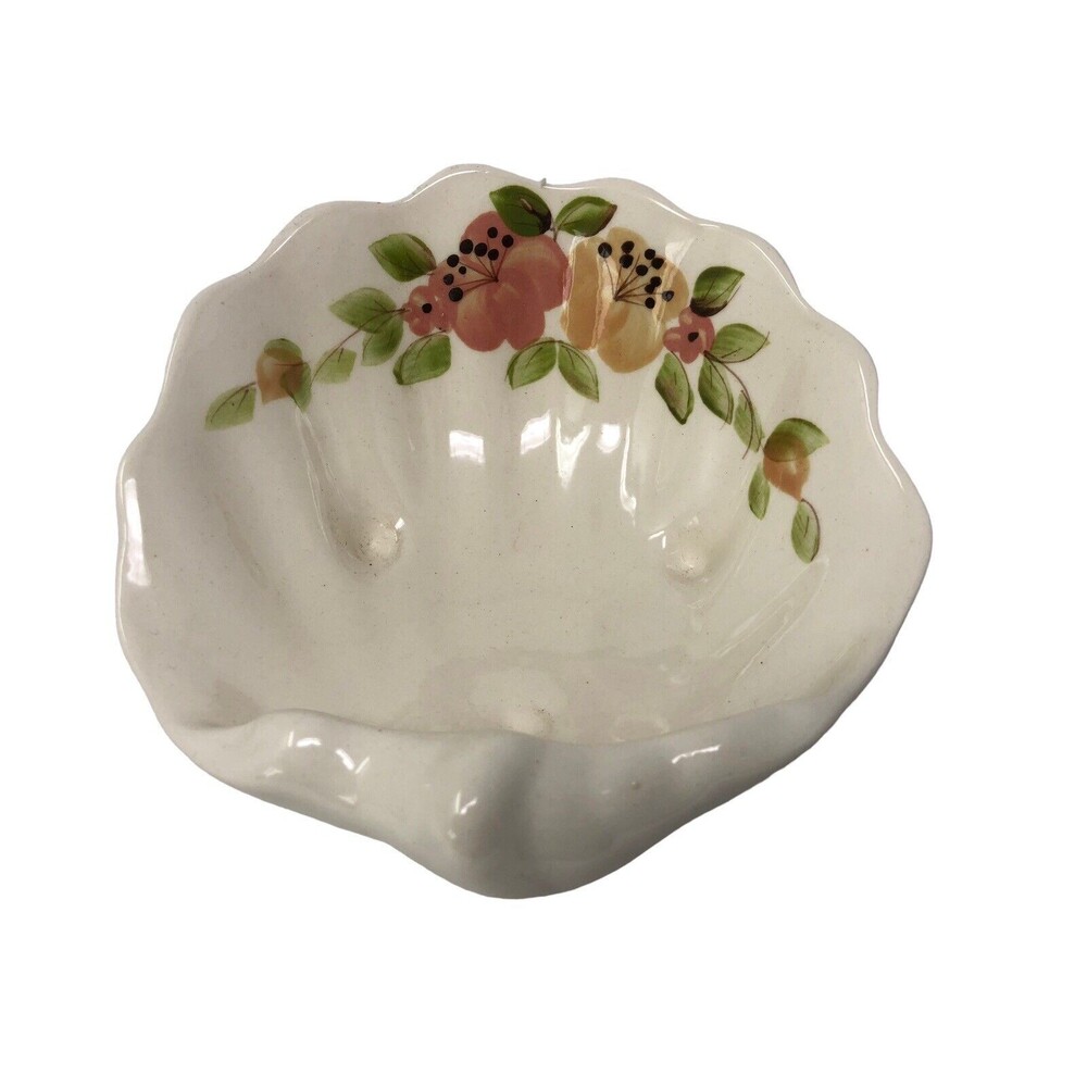 Vee Jackson Floral Shell Soap Dish Trinket Dish Hand Decorated California